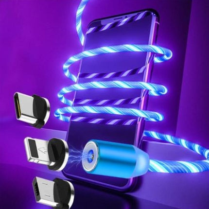 Flowing Light Magnetic Charging Cable – Compatible with iPhone, Android & Type-C Devices