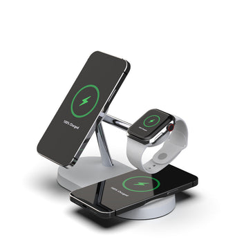 Multifunctional 5-in-1 Magnetic Wireless Charging Station | 15W Fast Charger for Phone, Watch & Earbuds