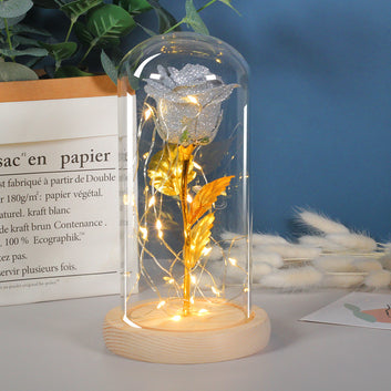 Valentine’s Day Gift for Girlfriend – Eternal Rose with LED Light in Glass Dome | Wedding & Mother’s Day Decoration Gift