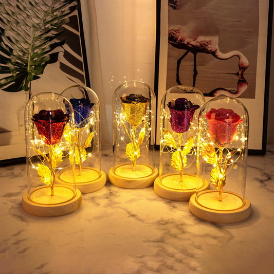 Valentine’s Day Gift for Girlfriend – Eternal Rose with LED Light in Glass Dome | Wedding & Mother’s Day Decoration Gift