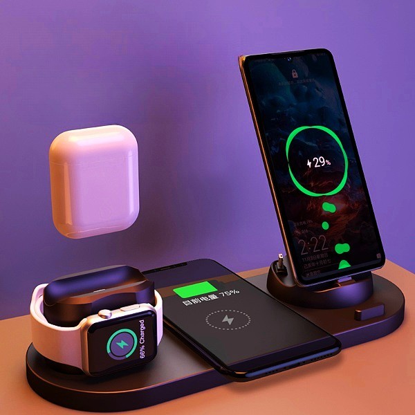 6-in-1 Wireless Charging Station – Fast Charger for iPhone, Apple Watch, AirPods & More