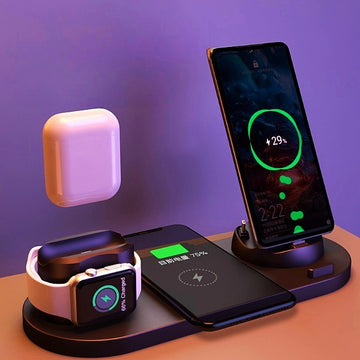 6-in-1 Wireless Charging Station – Fast Charger for iPhone, Apple Watch, AirPods & More